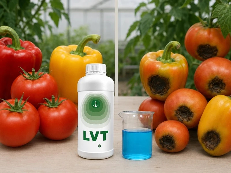 Comparison of healthy tomato and pepper fruit with calcium-related symptoms