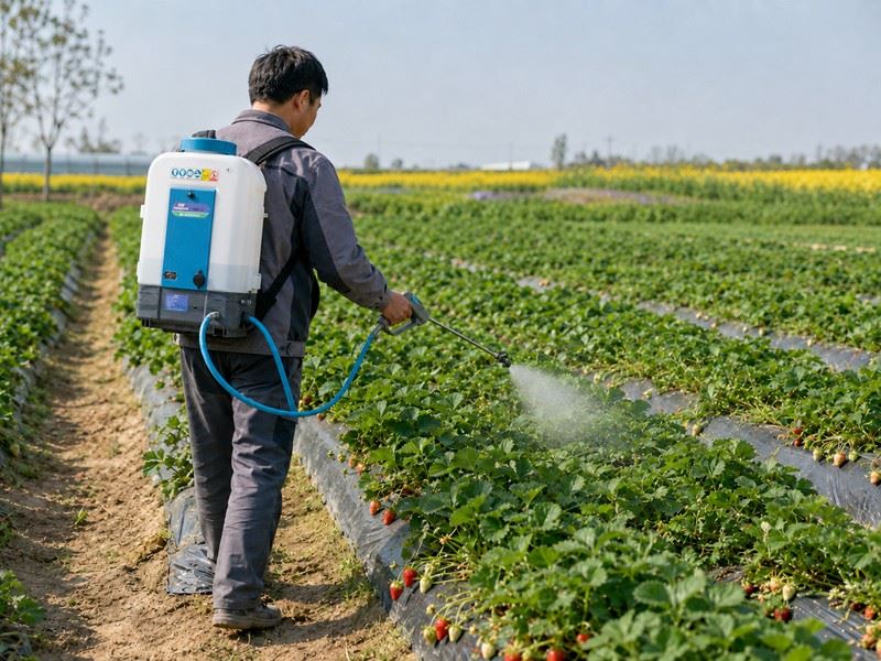 strawberry-backpack-sprayer-application